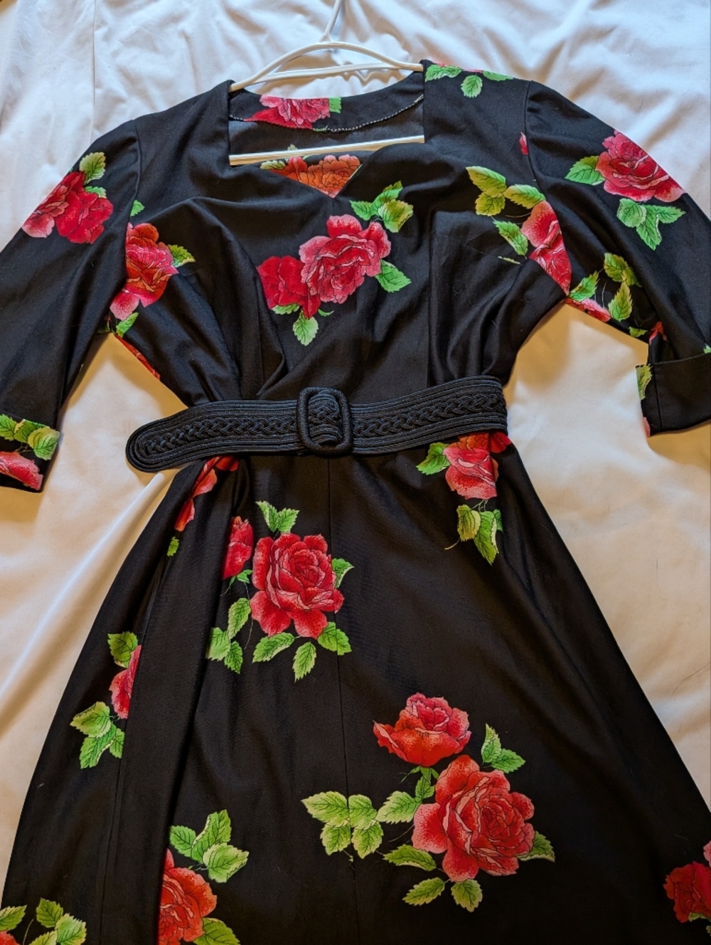 Black & Red Floral Print Dress